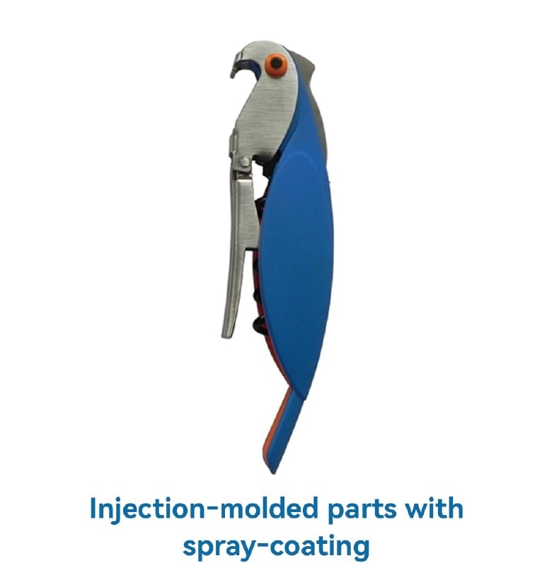 Spray-coated injection-moulded parrot tool