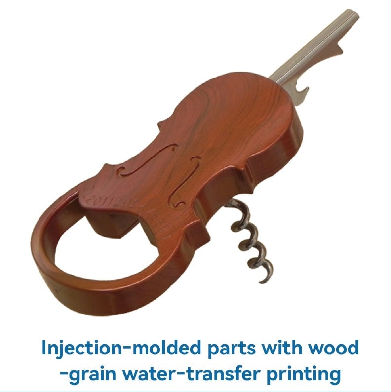Wood-grain water-transfer printed violin-shaped opener